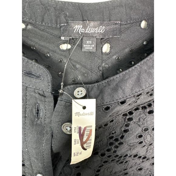 Madewell NWT Women’s Embroidered Shirred Henley Top Size XS - Picture 4 of 6